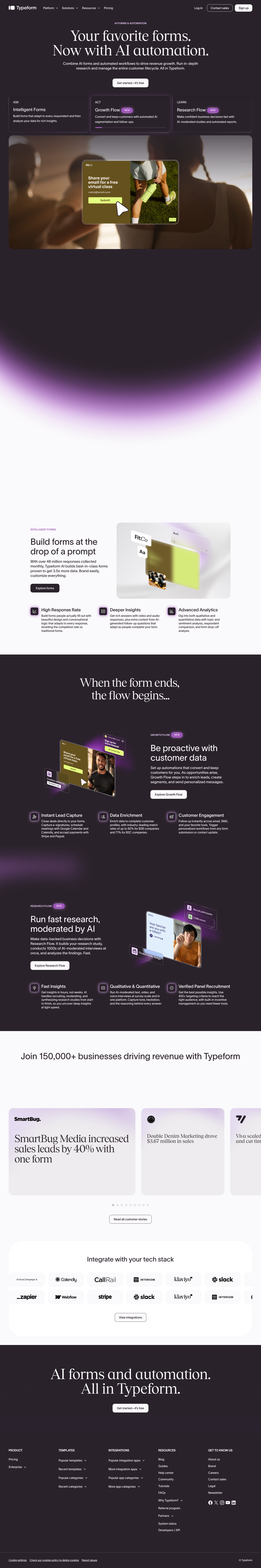 Typeform homepage — desktop live reference